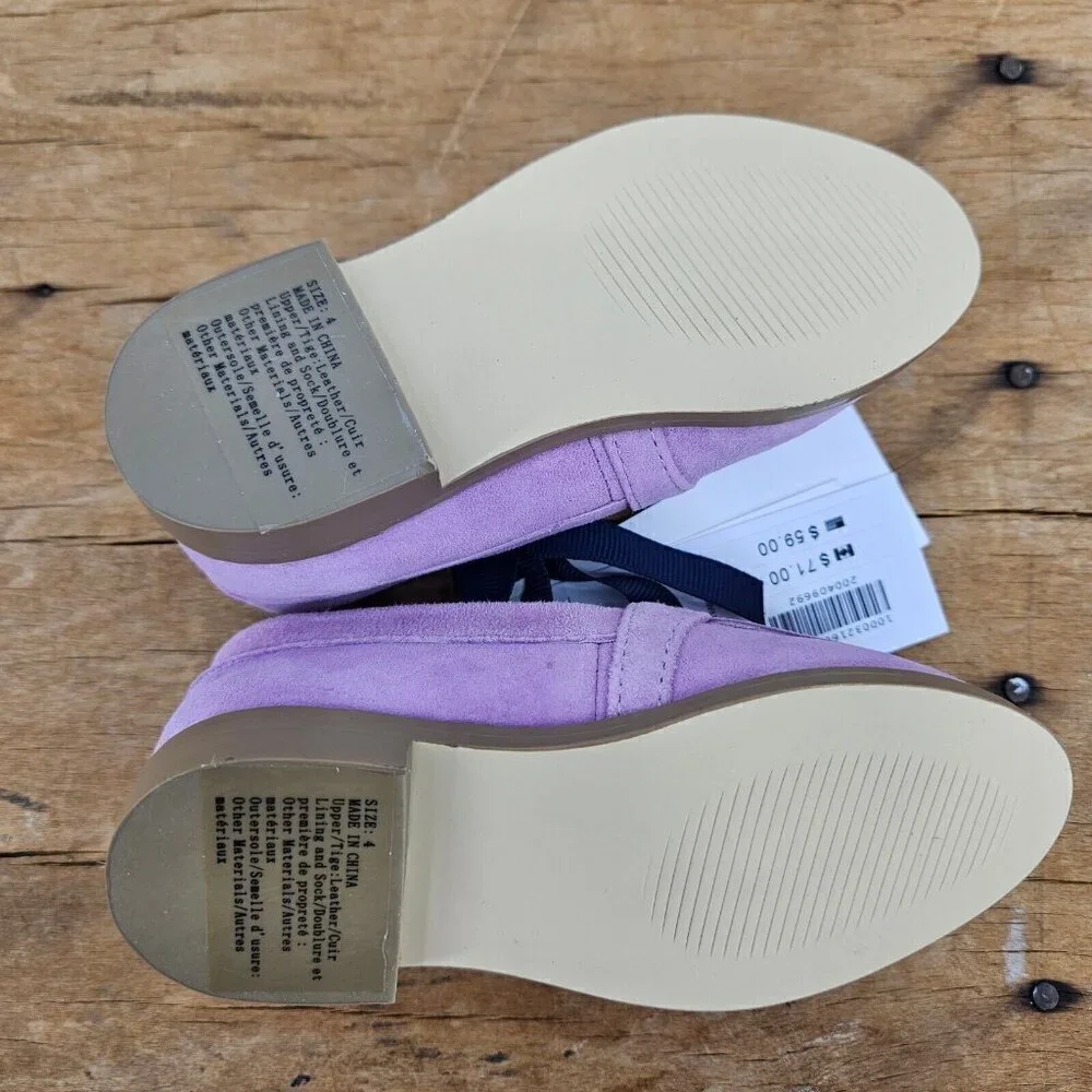 New Janie and Jack Pink Suede Loafers Girls 4 Fringe Leather